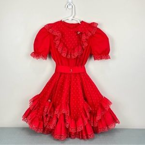 ❤️VINTAGE DRESS RED LACE 6/7❤️